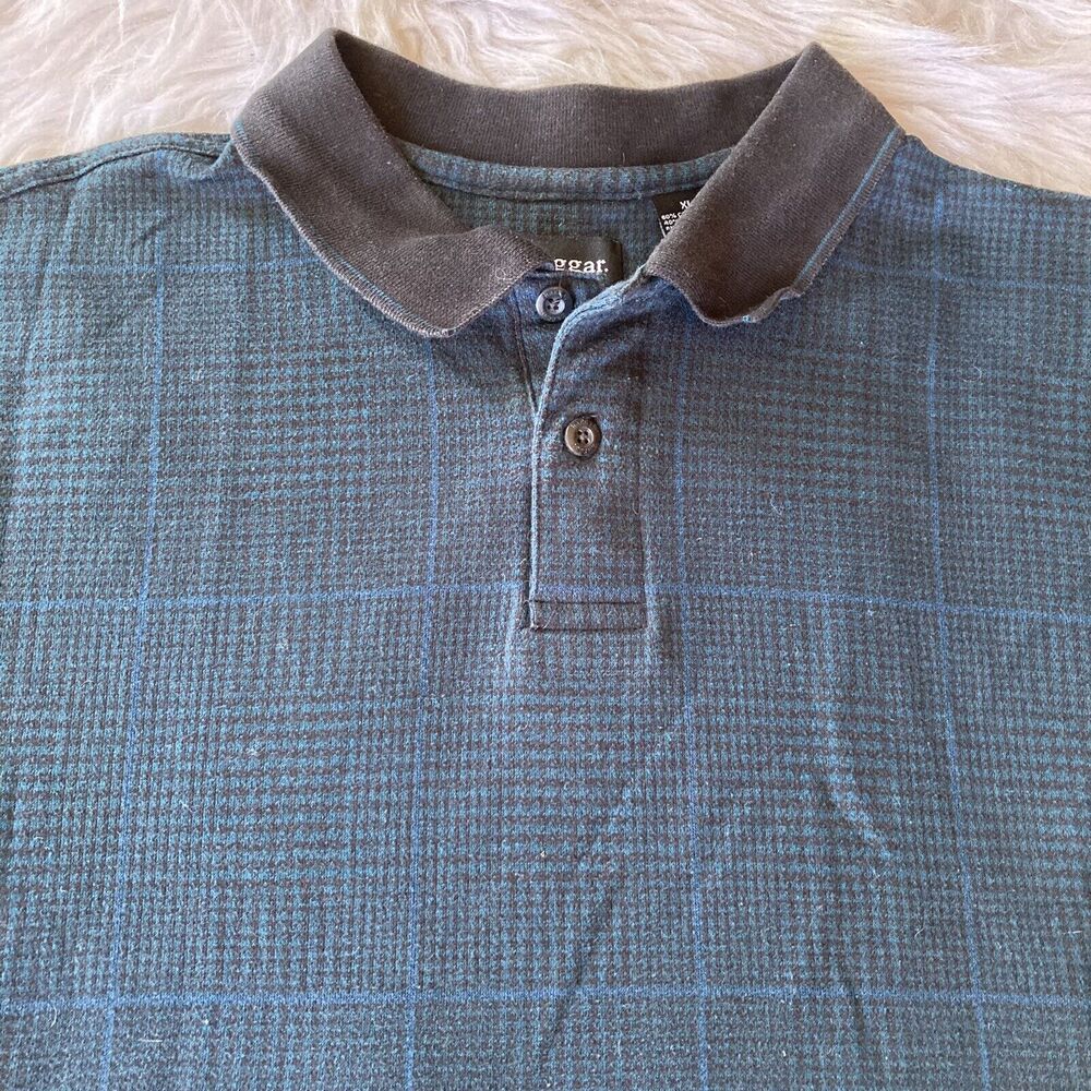 Haggar Shirt Sz XL Long Sleeve Polo Teal Black Collared Casual Autumn Comfy Mens - Picture 3 of 8